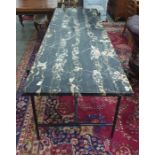 Twentieth century rectangular marble topped table with black painted metal frame possibly by Heals