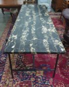 Twentieth century rectangular marble topped table with black painted metal frame possibly by Heals