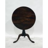 A 19th century snap-top circular centre table to three cabriole supports