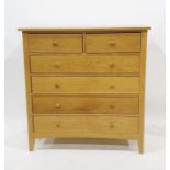 Twentieth century oak chest of two short over four long drawers 104 x 107.35 cms