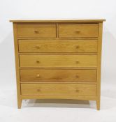 Twentieth century oak chest of two short over four long drawers 104 x 107.35 cms