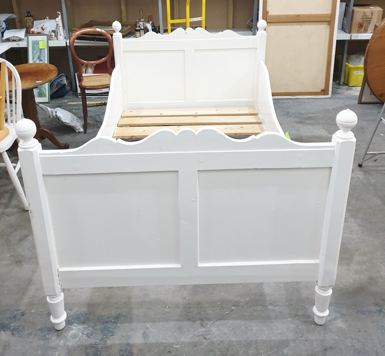 White painted wooden bed frame