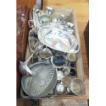 Quantity of assorted silver plate including dishes, napkin rings, goblets, rose bowl, jug, ladle,