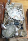 Quantity of assorted silver plate including dishes, napkin rings, goblets, rose bowl, jug, ladle,