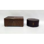 Early 20th century walnut humidor and a brown leather circular case