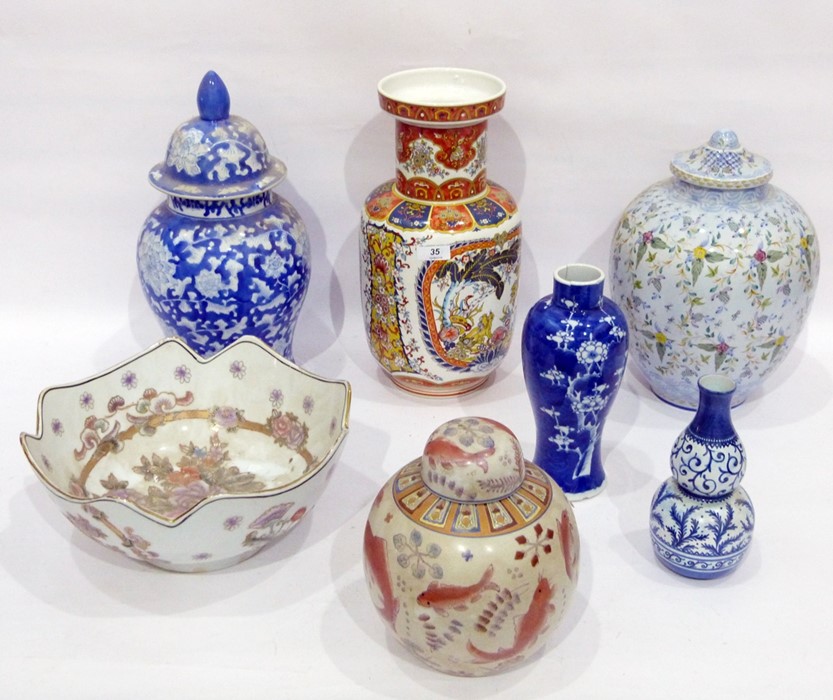 Group of Chinese and European vases and covers, 20th century, various printed marks, to include a