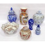 Group of Chinese and European vases and covers, 20th century, various printed marks, to include a