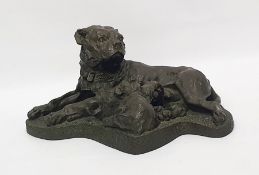 20th century resinous figure of a dog with pups