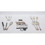 Quantity of assorted silver plated flatware including Roama, Liga, Parker fountain pen and other