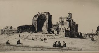 Hixon(?) (19th century school)  Etching  "The Temple of Venus in Rome", 1/60 proofs, signed in