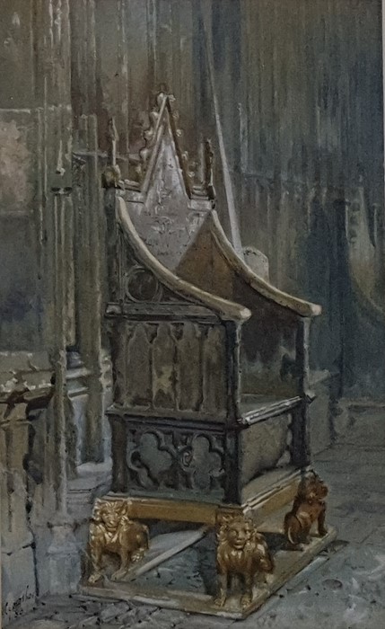 John Crowther (1837-1902) Watercolour Study of a chair, signed and dated lower left, 26 x 16.5 cm - Image 2 of 2