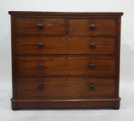 19th century mahogany chest of  two short over three long drawers to plinth base 120 x 105 cms