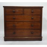 19th century mahogany chest of  two short over three long drawers to plinth base 120 x 105 cms