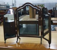 Mahogany three fold dressing table swing mirror on cabriole supports