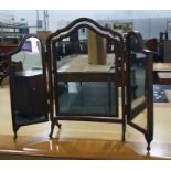 Mahogany three fold dressing table swing mirror on cabriole supports