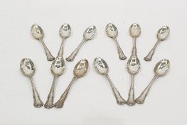 Late Victorian silver coffee spoon set with foliate scrollwork design, Sheffield 1894, 6oz approx (