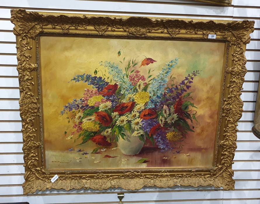 Stelz Munchen Oil on canvas  Still life study of flowers in vase, signed lower left  Condition - Image 2 of 2