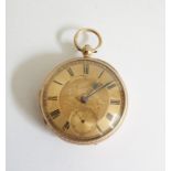 George V 9ct gold open face pocket watch with key winding and subsidiary second hand dialCondition