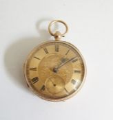 George V 9ct gold open face pocket watch with key winding and subsidiary second hand dialCondition