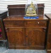 19th century mahogany chiffonier with raised ledge back, two frieze drawers above cupboards, with