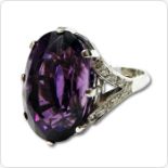 18ct white gold, amethyst and diamond dress ring s
