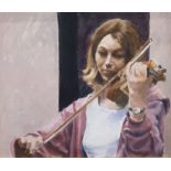 Eric Masefield (20th Century) Oil on Board Study of a violin player, signed lower right, 34 x 39 cm