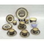 English pottery 'Canterbury' pattern part tea-service, late 19th century, printed marks, transfer-