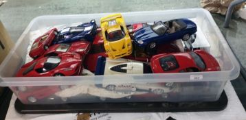 Collection of 1/18 scale models of Ferraris by Hotwheels and Burago £20-40 and print of Ferrari F40