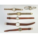 Collection of lady's gold-plated wristwatches, various, with bracelets and straps and a 'Rolex'