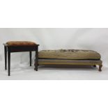 Piano stool and long rectangular stool raised on cabriole legs (2)