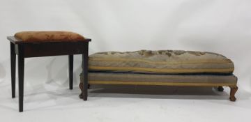Piano stool and long rectangular stool raised on cabriole legs (2)