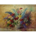 Stelz Munchen Oil on canvas  Still life study of flowers in vase, signed lower left  Condition
