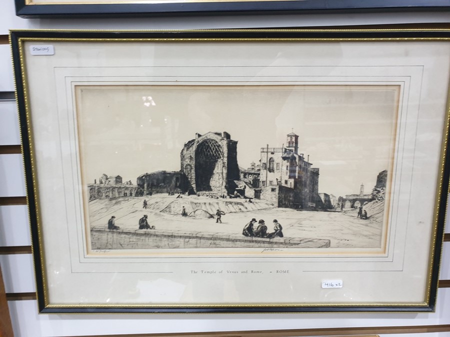 Hixon(?) (19th century school)  Etching  "The Temple of Venus in Rome", 1/60 proofs, signed in - Image 2 of 3