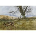 Rex Trayhorne (20th Century) Watercolour Agricultural Machine in field, signed lower right 31 x 43