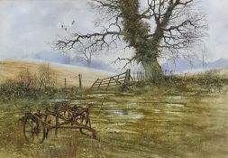 Rex Trayhorne (20th Century) Watercolour Agricultural Machine in field, signed lower right 31 x 43