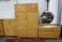 Art Deco bedroom suite, comprising wardrobe, dressing chest and tallboy