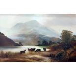 J Pearson (early 20th century)  Oil on canvas  Highland cattle in landscape, signed lower right