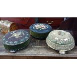 Three circular needlework stools (3)