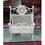 White painted iron magazine basket