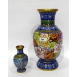 20th century Chinese cloisonne enamel and brass vase, footed and having all over decoration of