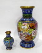 20th century Chinese cloisonne enamel and brass vase, footed and having all over decoration of