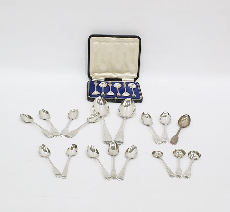 Assorted silver ware to include two Georgian silver serving spoons, further flatware to include