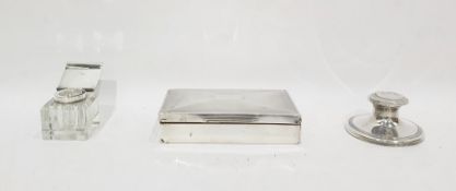 Silver rectangular cigarette box with engine-turned engraving, cedar lined interior, Birmingham