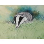 Richard Willett Watercolour 'Otter' and 'Badger' , two pictures, both signed (2)