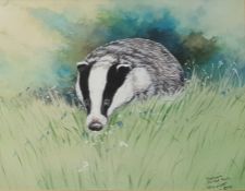 Richard Willett Watercolour 'Otter' and 'Badger' , two pictures, both signed (2)