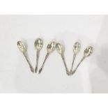 Set of six Edwardian silver apostle-top and rattail coffee spoons, London 1904 (6)