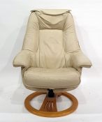 A cream leather easy chair