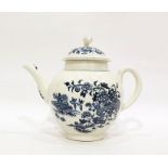 18th century Worcester porcelain printed blue and white teapot and cover, circa 1770, printed blue