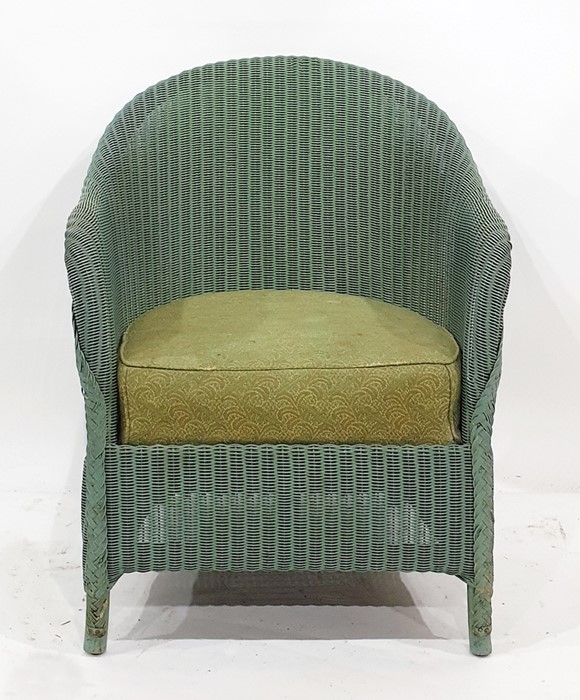 Lloyd Loom 'Lusty' green painted tub chair