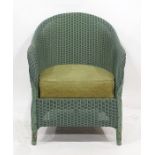 Lloyd Loom 'Lusty' green painted tub chair